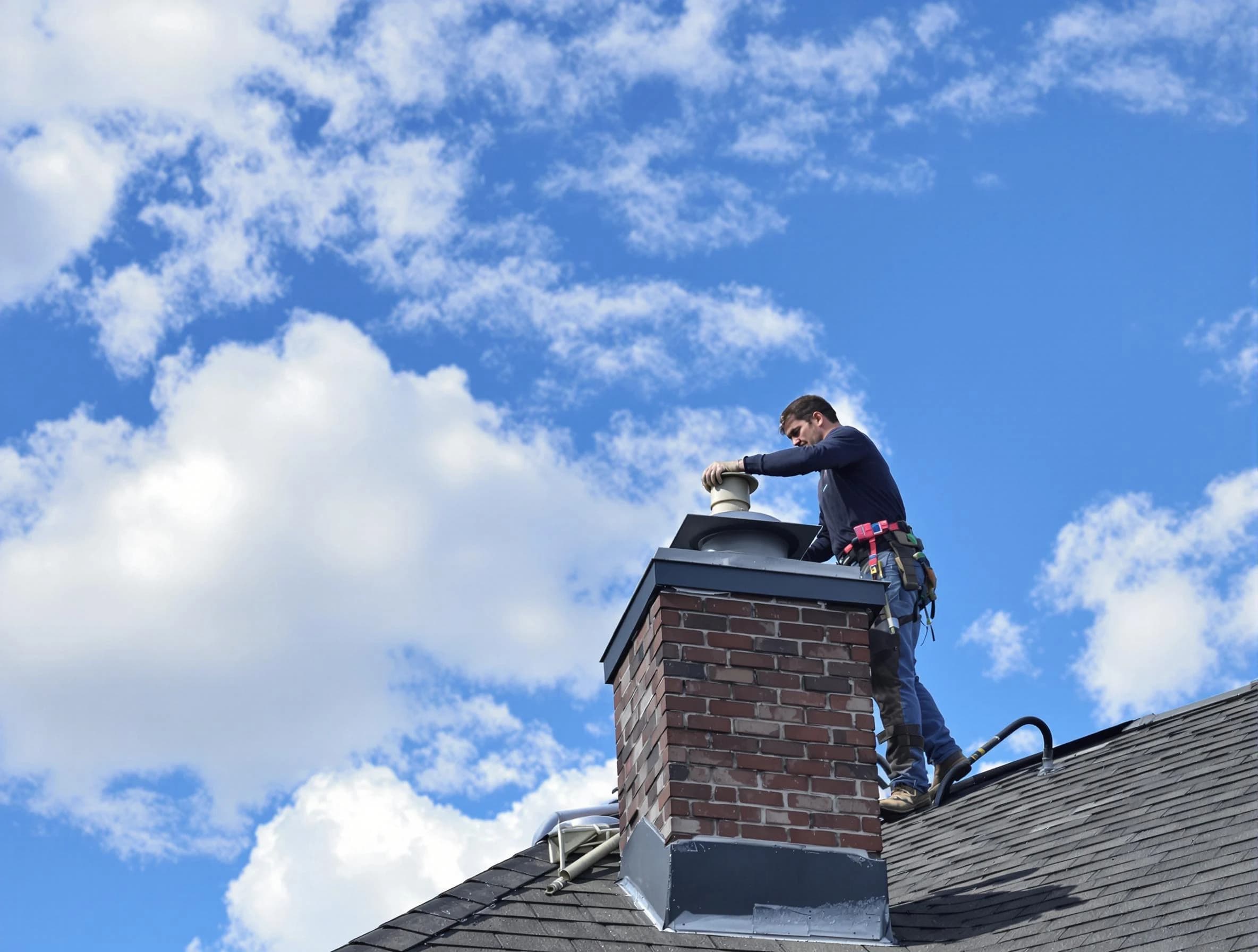 Roselle Chimney Sweep installing a sturdy chimney cap in Roselle, NJ