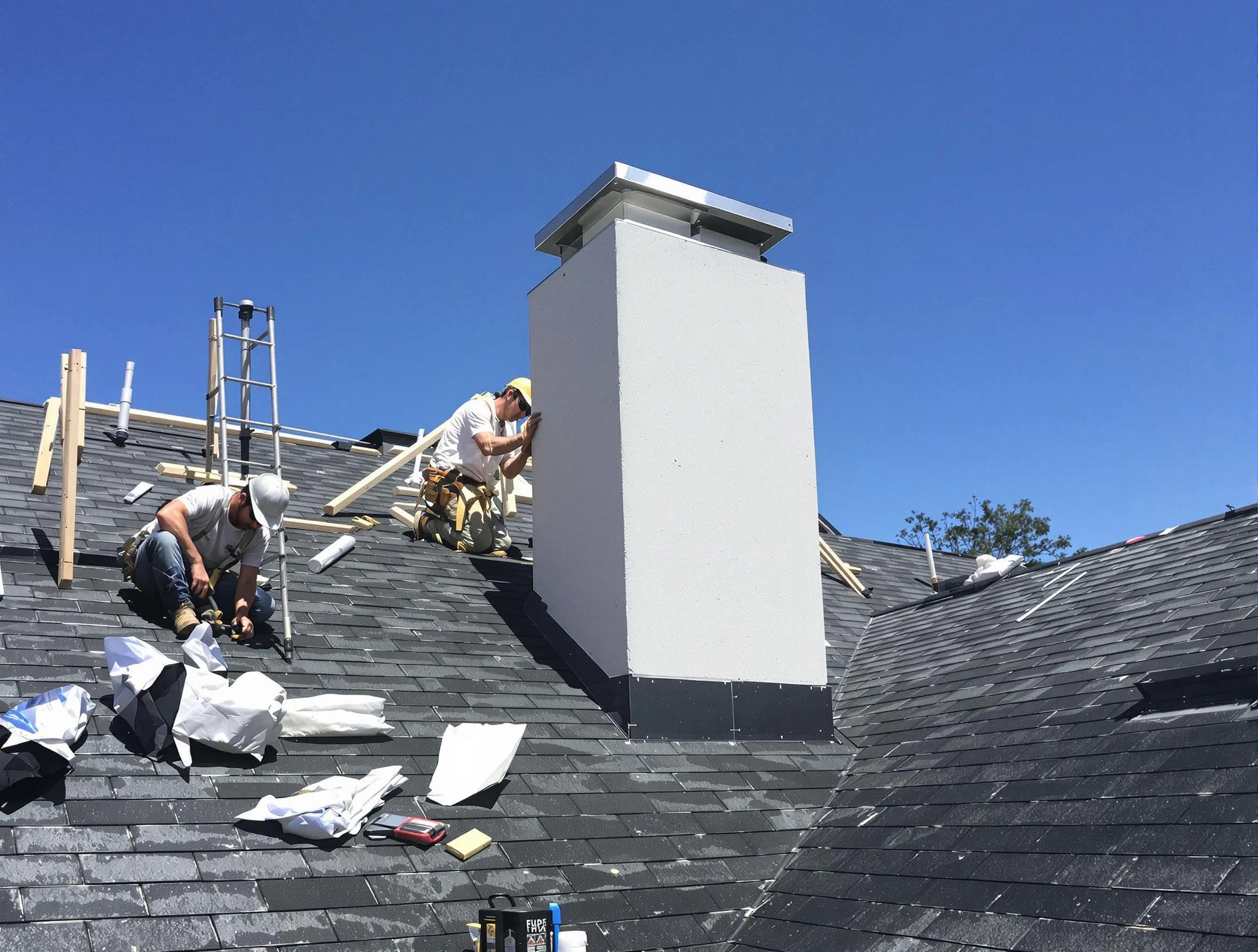Roselle Chimney Sweep crew installing a new chimney in Roselle, NJ