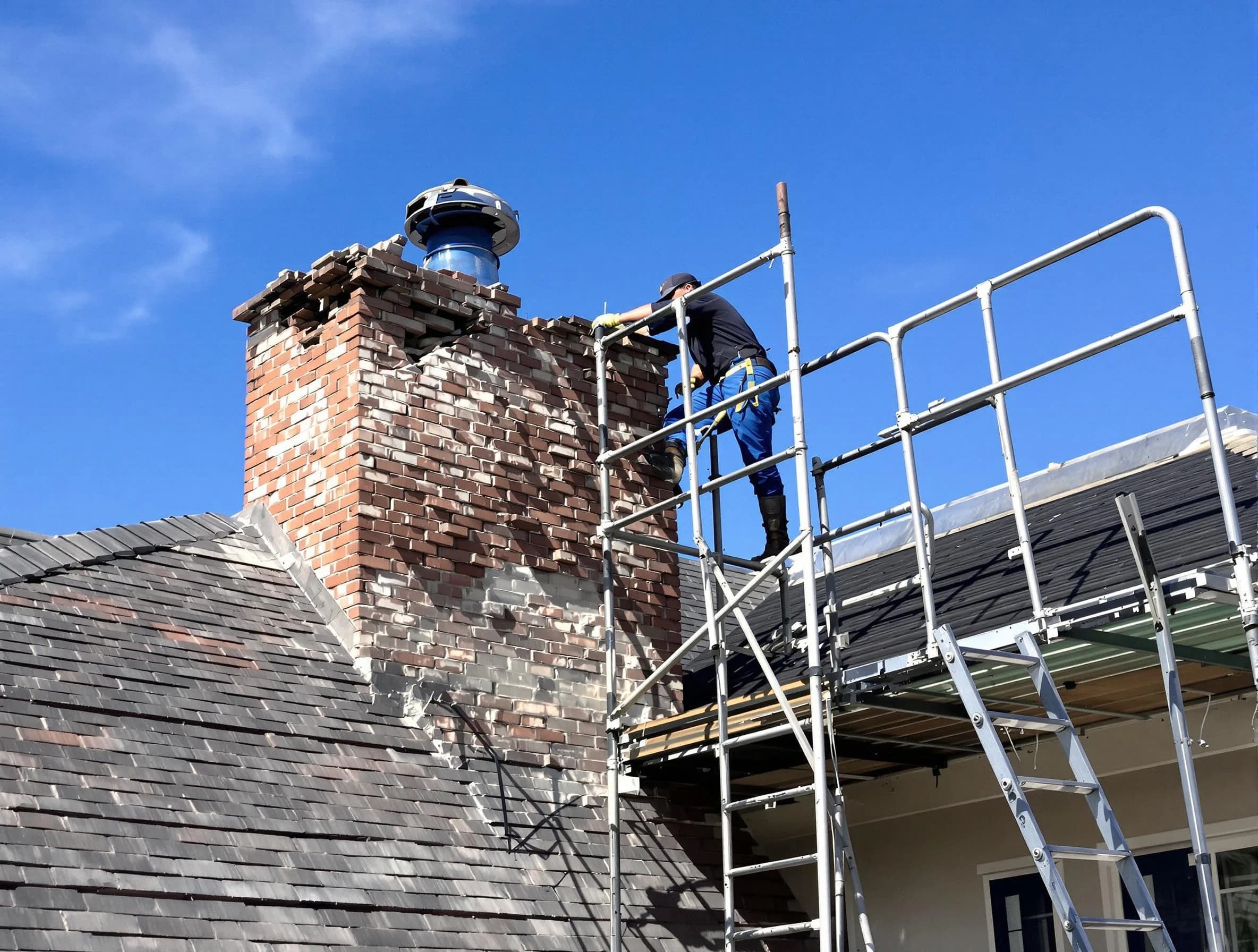 Rebuilding a chimney structure by Roselle Chimney Sweep in Roselle, NJ