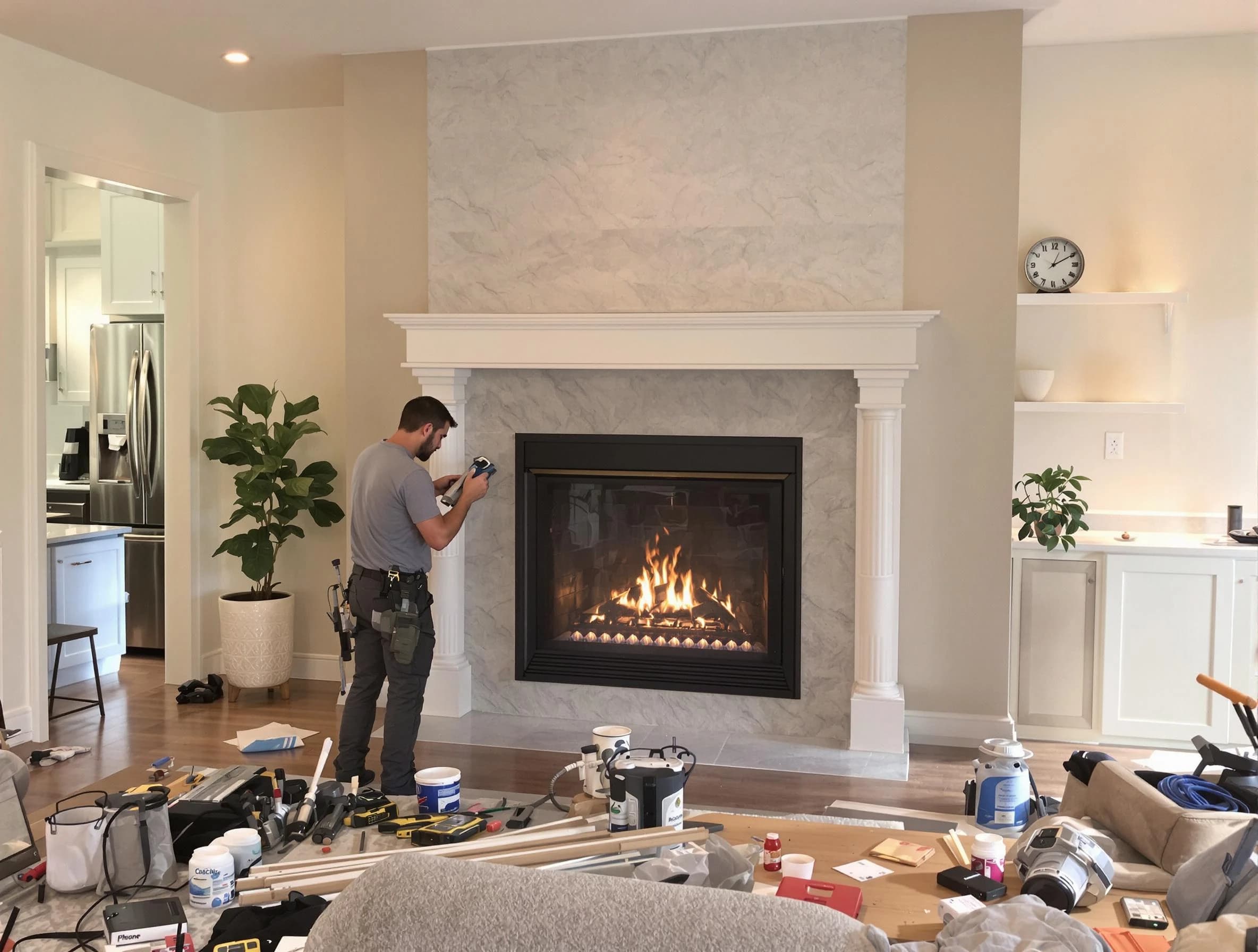 Newly installed fireplace by Roselle Chimney Sweep in Roselle, NJ