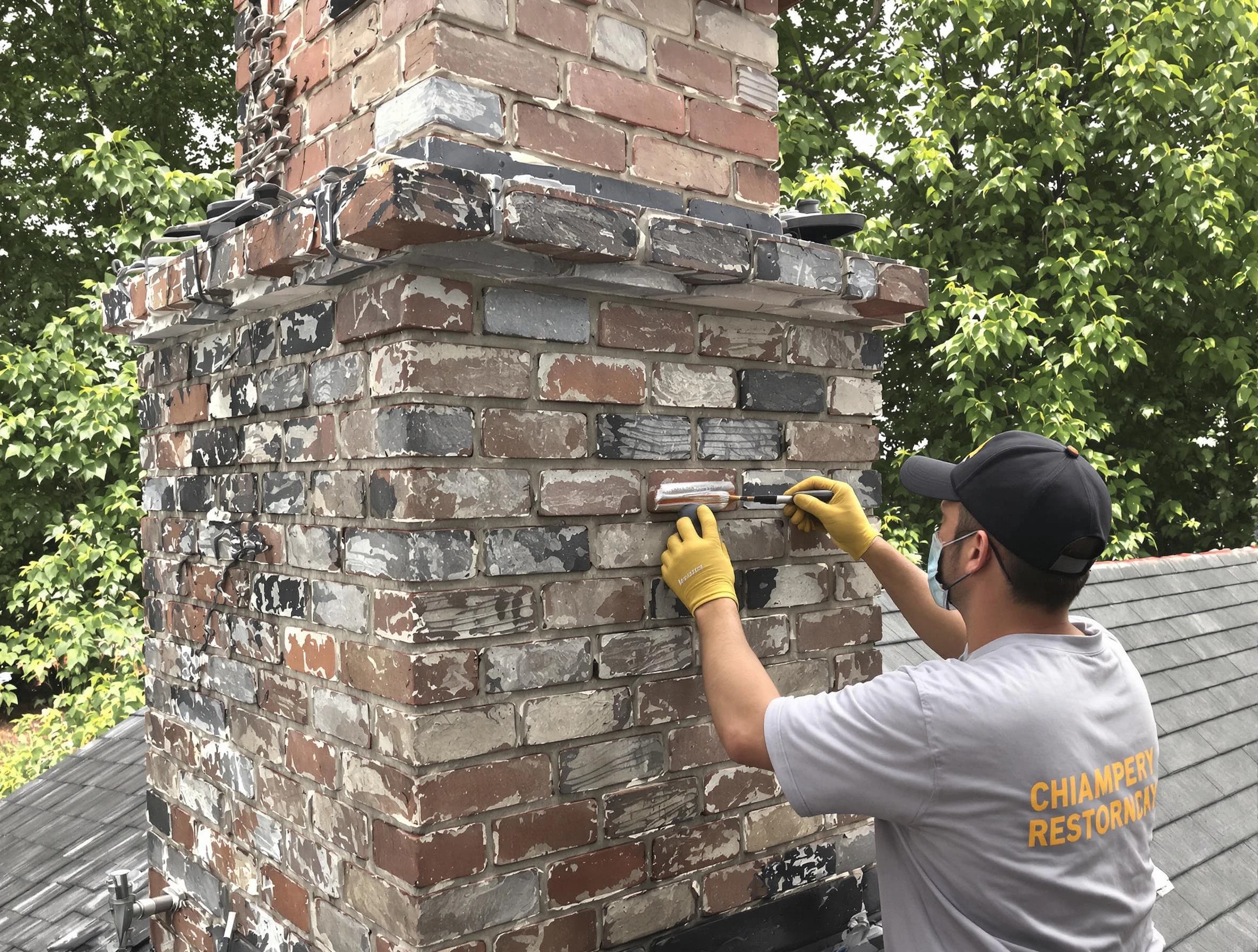 In-progress chimney restoration by Roselle Chimney Sweep in Roselle, NJ