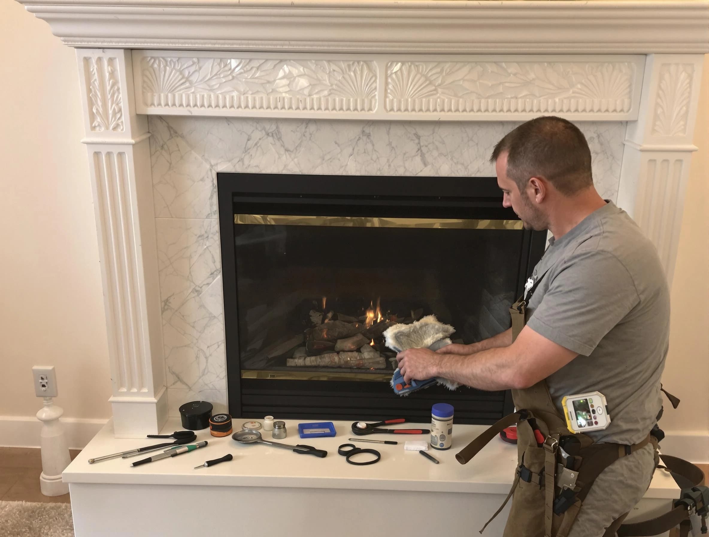 Roselle Chimney Sweep performing fireplace maintenance in Roselle, NJ