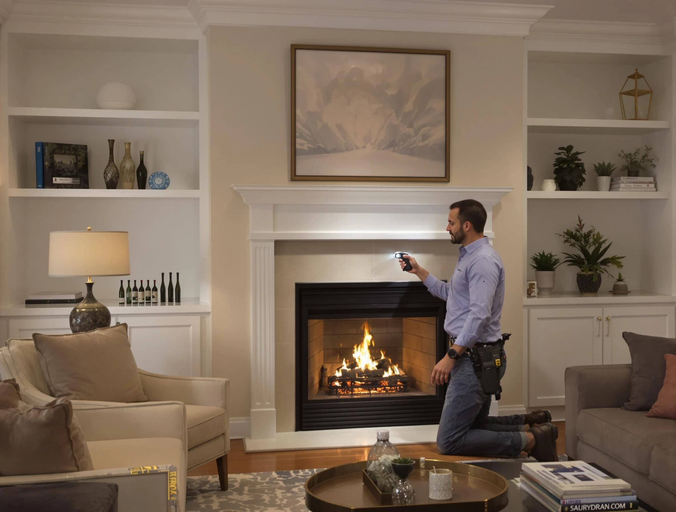 Roselle Chimney Sweep conducting a fireplace safety inspection in Roselle, NJ