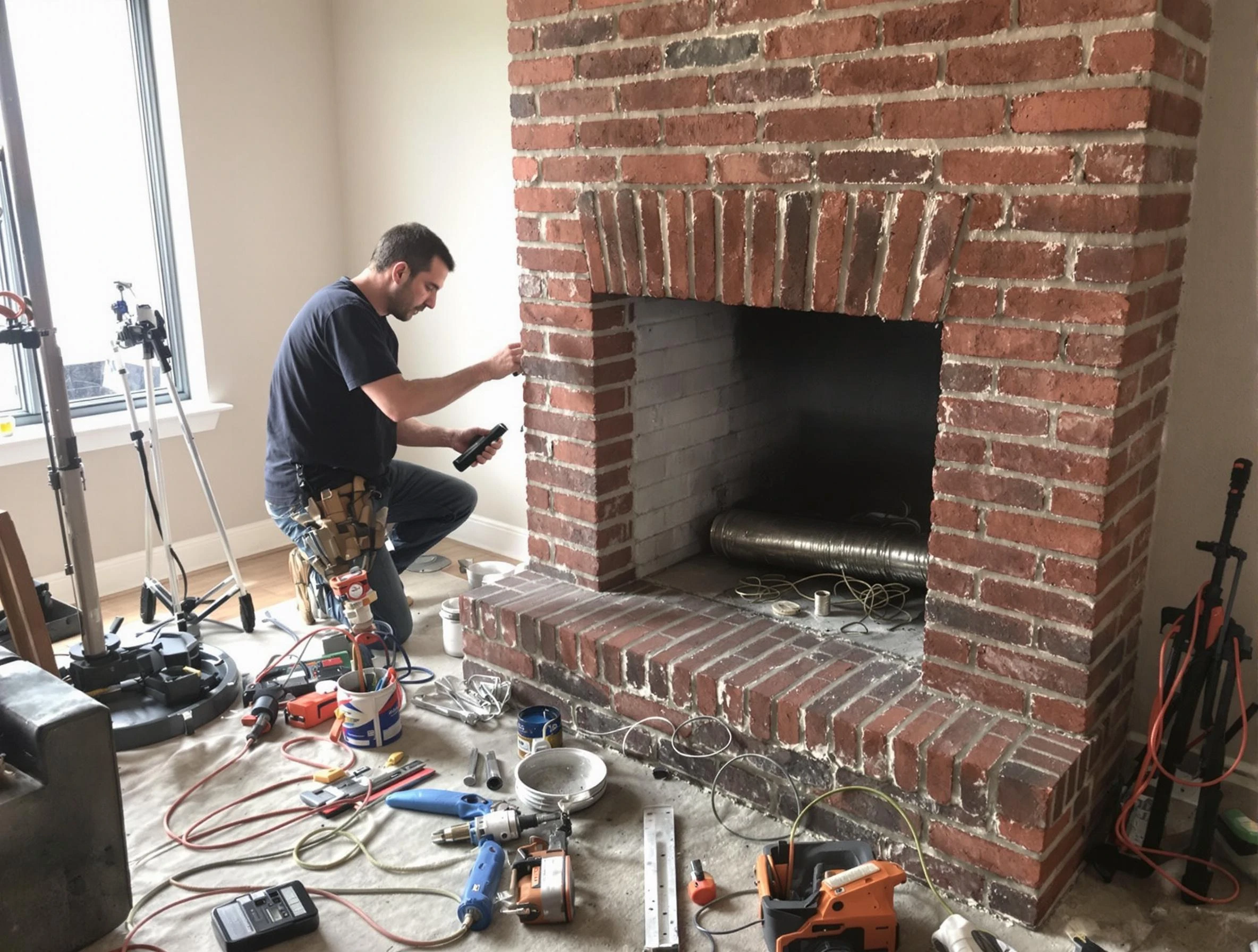 Roselle Chimney Sweep specialist finalizing chimney liner service in Roselle, NJ