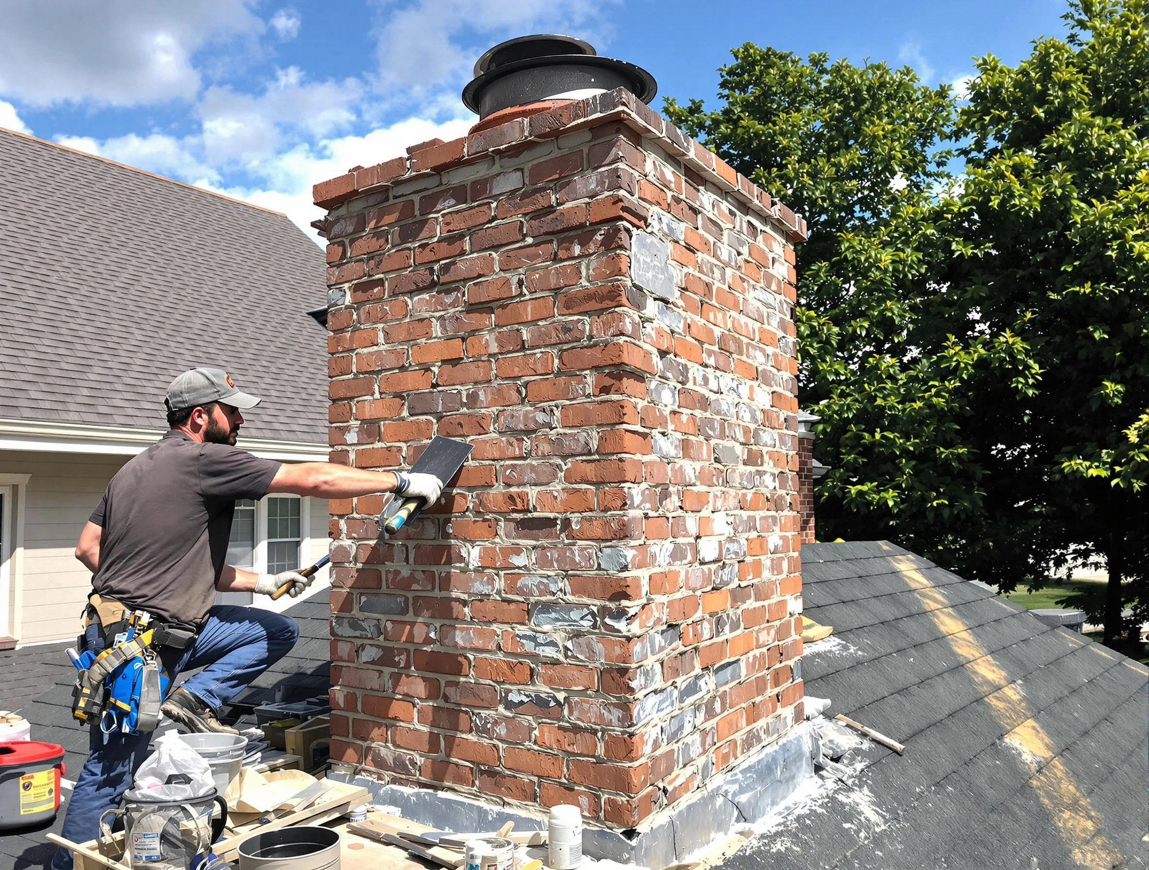Completed chimney rebuild by Roselle Chimney Sweep in Roselle, NJ
