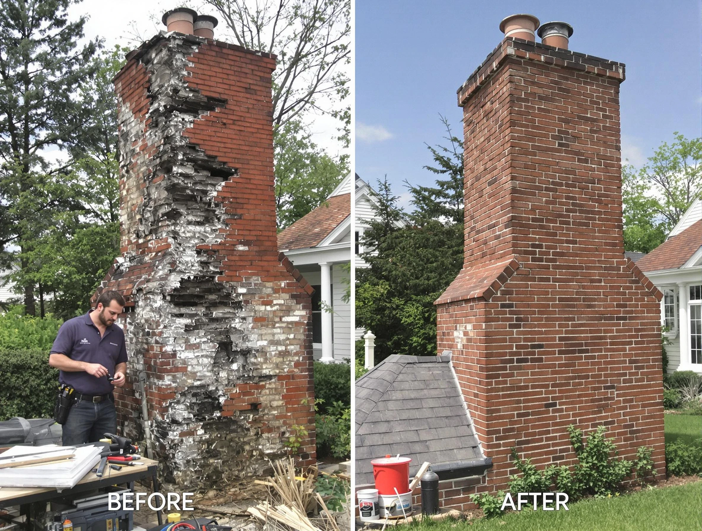 Roselle Chimney Sweep performing a full chimney restoration in Roselle, NJ