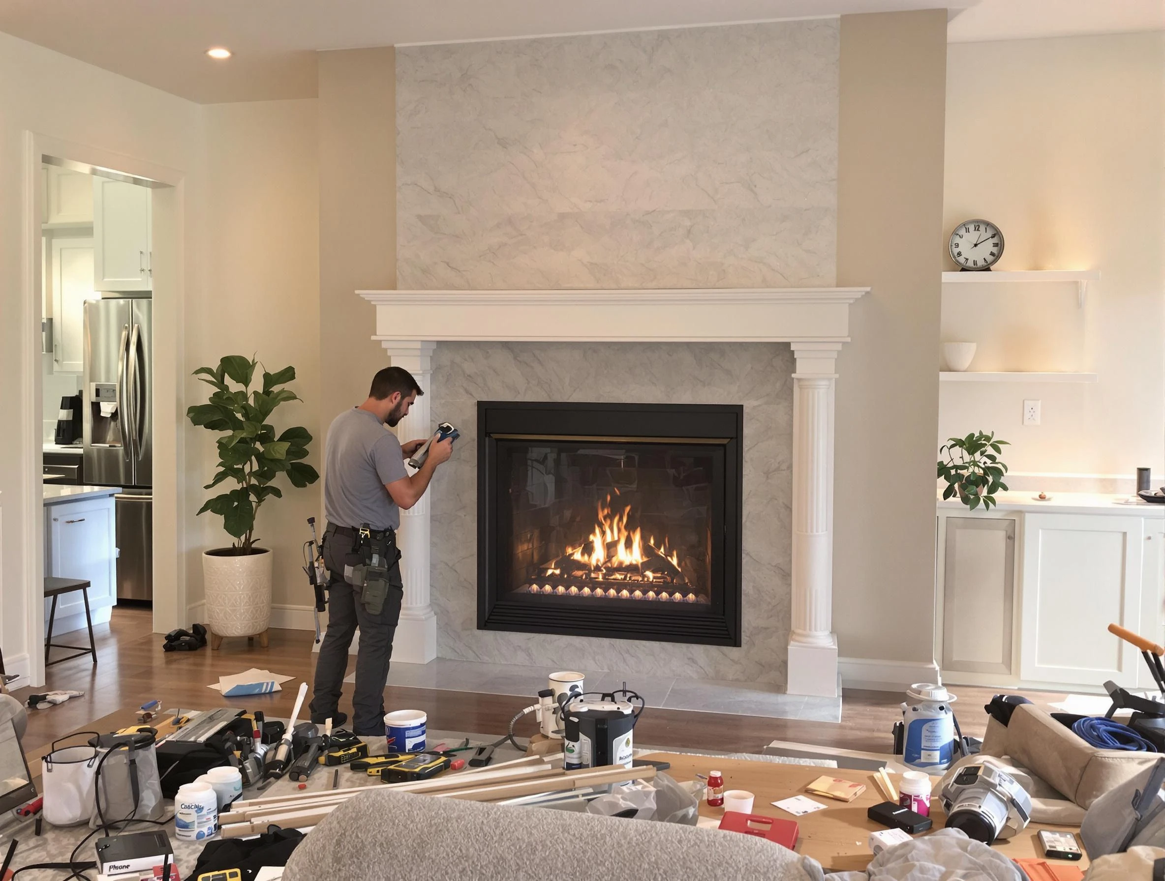 Newly installed fireplace by Roselle Chimney Sweep in Roselle, NJ
